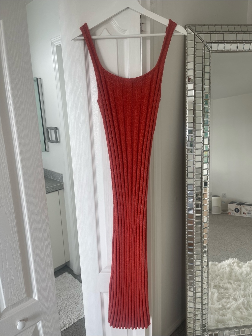 Free People sleeveless sweater dress in coral